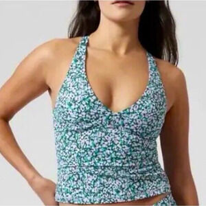 New Athleta plunging tankini top size small cup size d to dd camo flora gables.